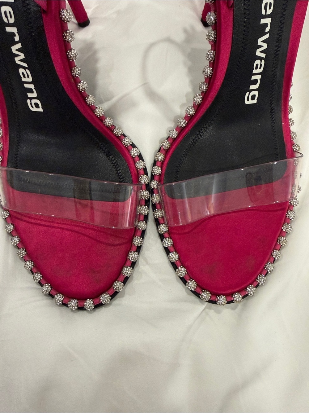 Alexander Wang Hot Pink Crystal-Trim Slingback Heels Sz 40 - Picture 5 of 6